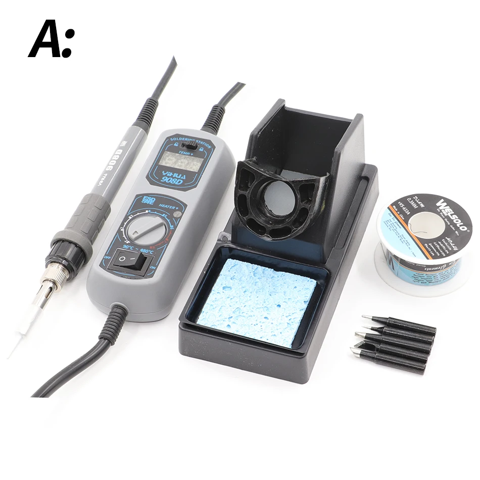 gas welding machine High quality original YIHUA 908D digital display thermostat electric soldering iron lead-free soldering station 110V/220V electric soldering irons Welding Equipment