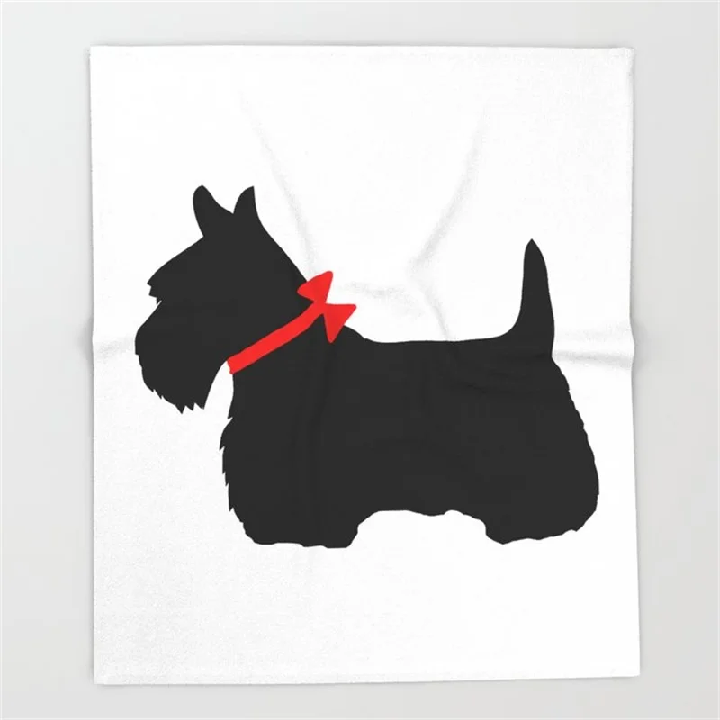 

Scottie Dog with Red Bow Coral Fleece Fuzzy Blankets on Bed Throws Bedsheet for Kids Girls