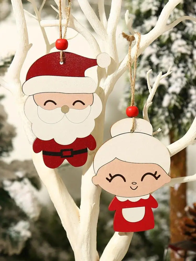 Merry Christmas Wooden Pendant Hanging Decorations Xmas Tree Home Party Ornament 