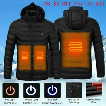 

Bike USB Electric Heating Hooded Jackets Heated Jackets Vest Thermal Jacket Electric Heated Cycling Winter Warmer Heating Coat