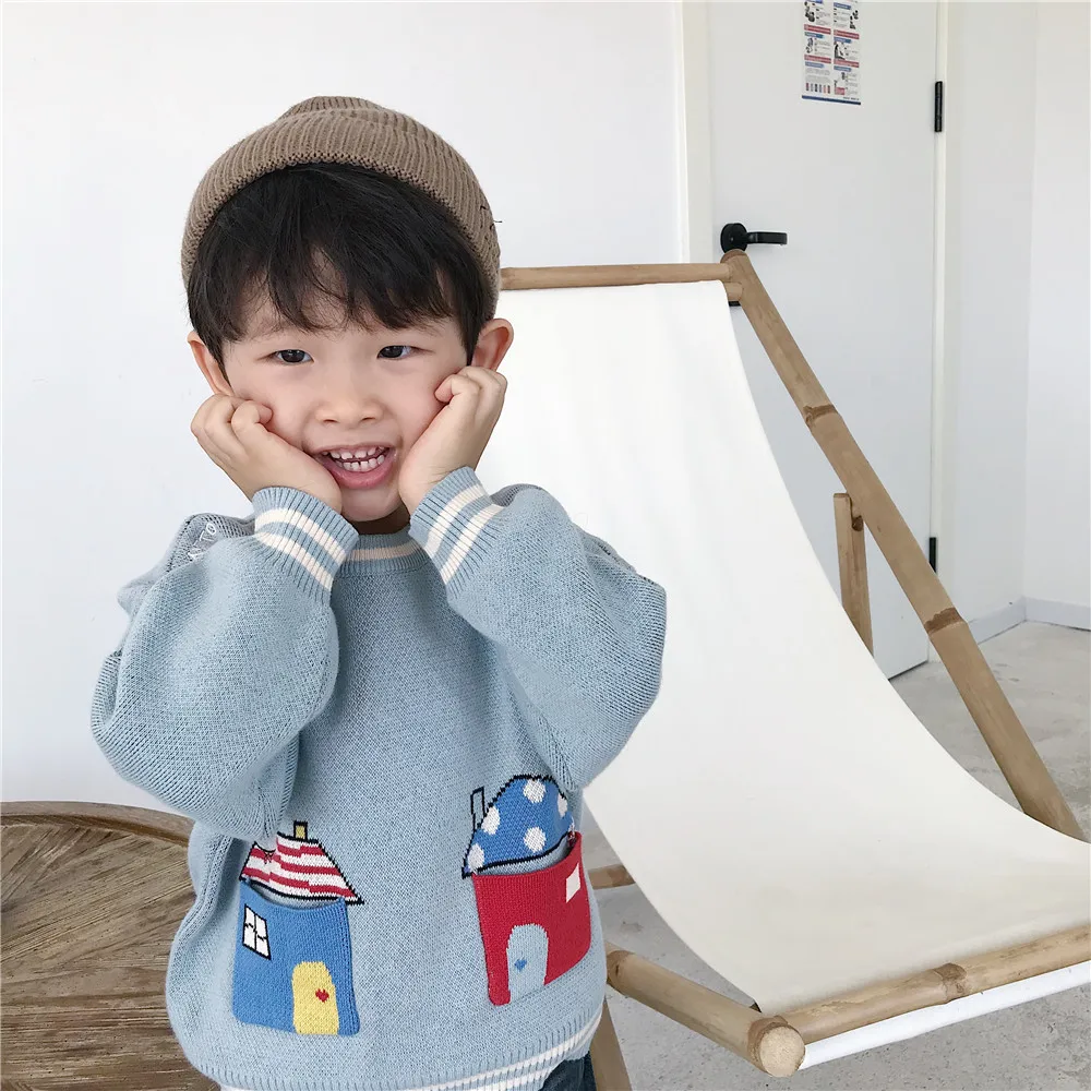 Tonytaobaby/новая осенне-зимняя одежда для мальчиков и девочек; детская одежда; свитера для маленьких девочек; свитера для мальчиков