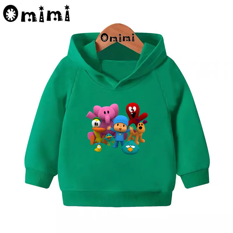 Pocoyo/Забавный детский свитер с рисунком; детские толстовки с капюшоном; крутой пуловер для малышей; топы для девочек и мальчиков; осенняя одежда; KMT5313