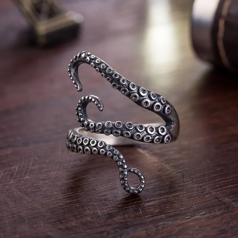 3D Octopus Squid Animal Hug Wrap Ring in Silver - Sizes 4 to 9 · DOTOLY  Animal Jewelry · The Animal Wrap Rings and Jewelry Store