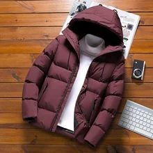 

FAKUNTN Winter new men hooded down jacket solid color fashion casual plus size thick white duck down warm down coat Parker