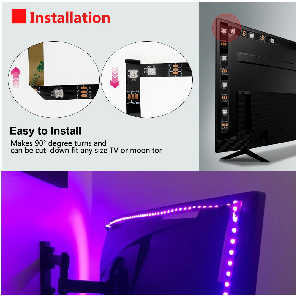 USB 5V LED Strip Dream Color WS2812B RGB Runing Color USB controller POWER
