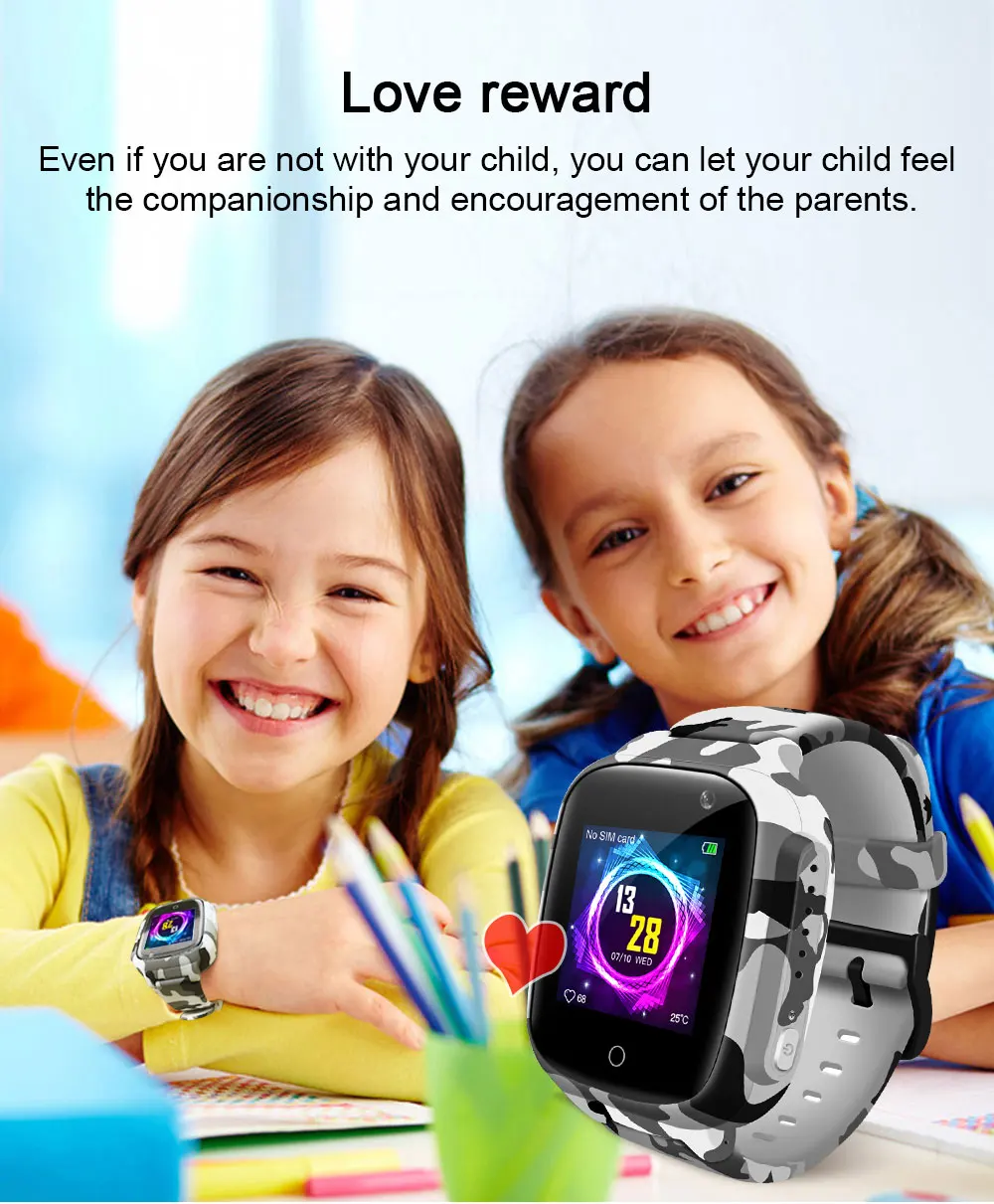 LEMFO Kids Smart Watch Camouflage 2g SIM Card Call GPS Location Voice Chat Pedometer SOS Care For Baby Smart Watch Child