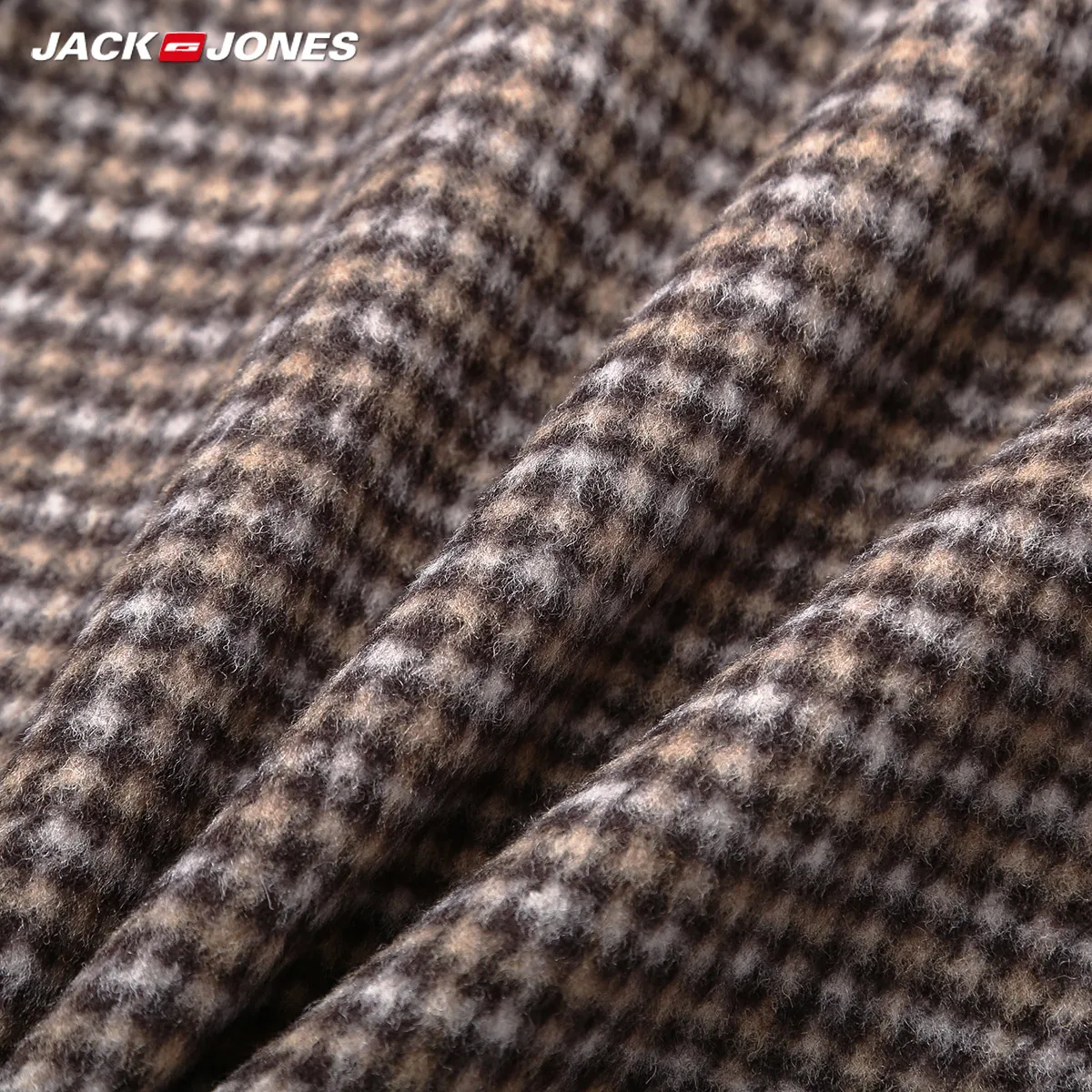 JackJones осеннее и зимнее клетчатое с капюшоном Мужское пальто средней длины шерстяное | 219127501