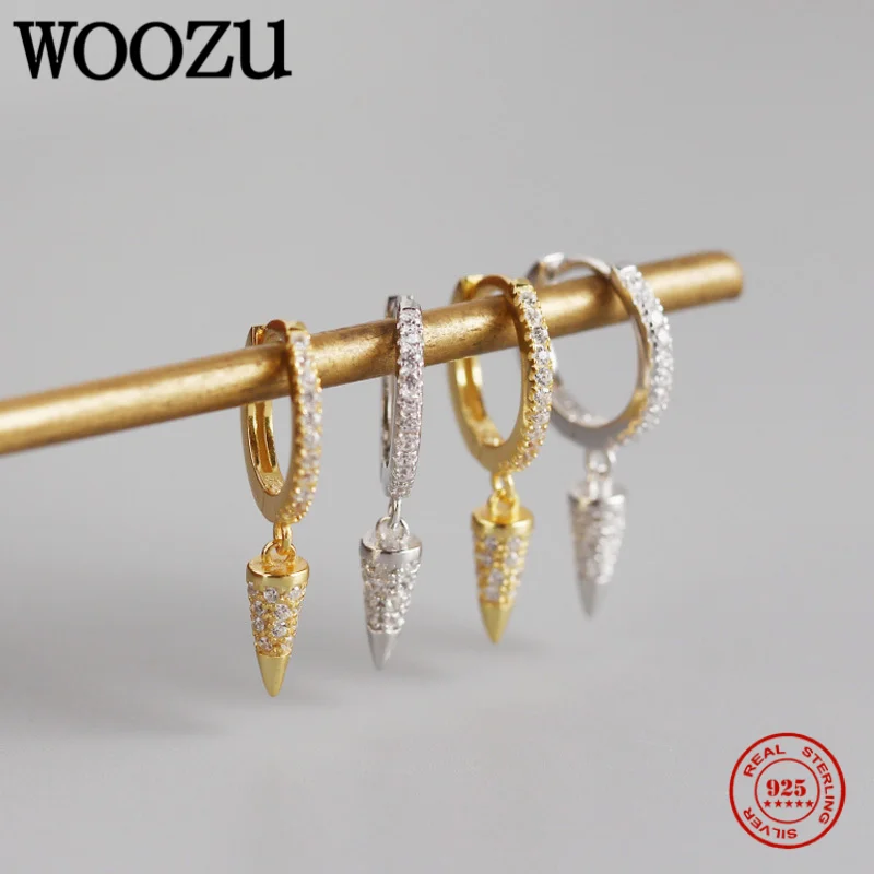 WOOZU подлинное серебро 925 пробы проложить Циркон роскошный конический кулон шип
