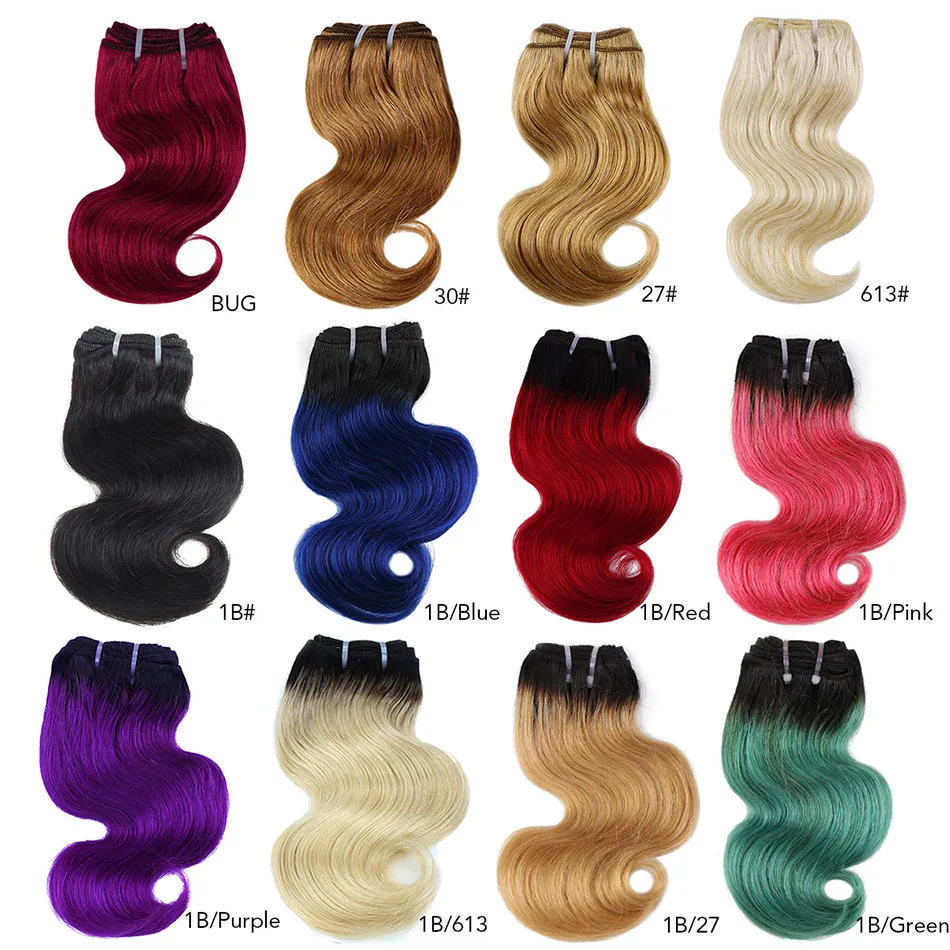 BHF-extensiones de cabello humano ondulado, 8 pulgadas, 1B/27 y 1B/613, estilo de Bob corto, 50g/pc, Remy, hecho a máquina