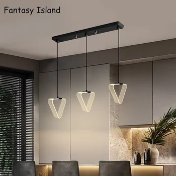 

Acrylic New Nordic LED Chandelier Lamp for Home Living Room Dining Kitchen Bedroom Modern Black Loft Hanging Lighting