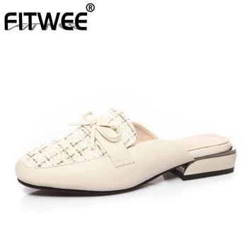 

FITWEE Woman Summer Shoes Bow-Tie Patchwork Sandals Woman Flats Heel Slippers Fashion Sweet Ladies Footwear Size 32-43