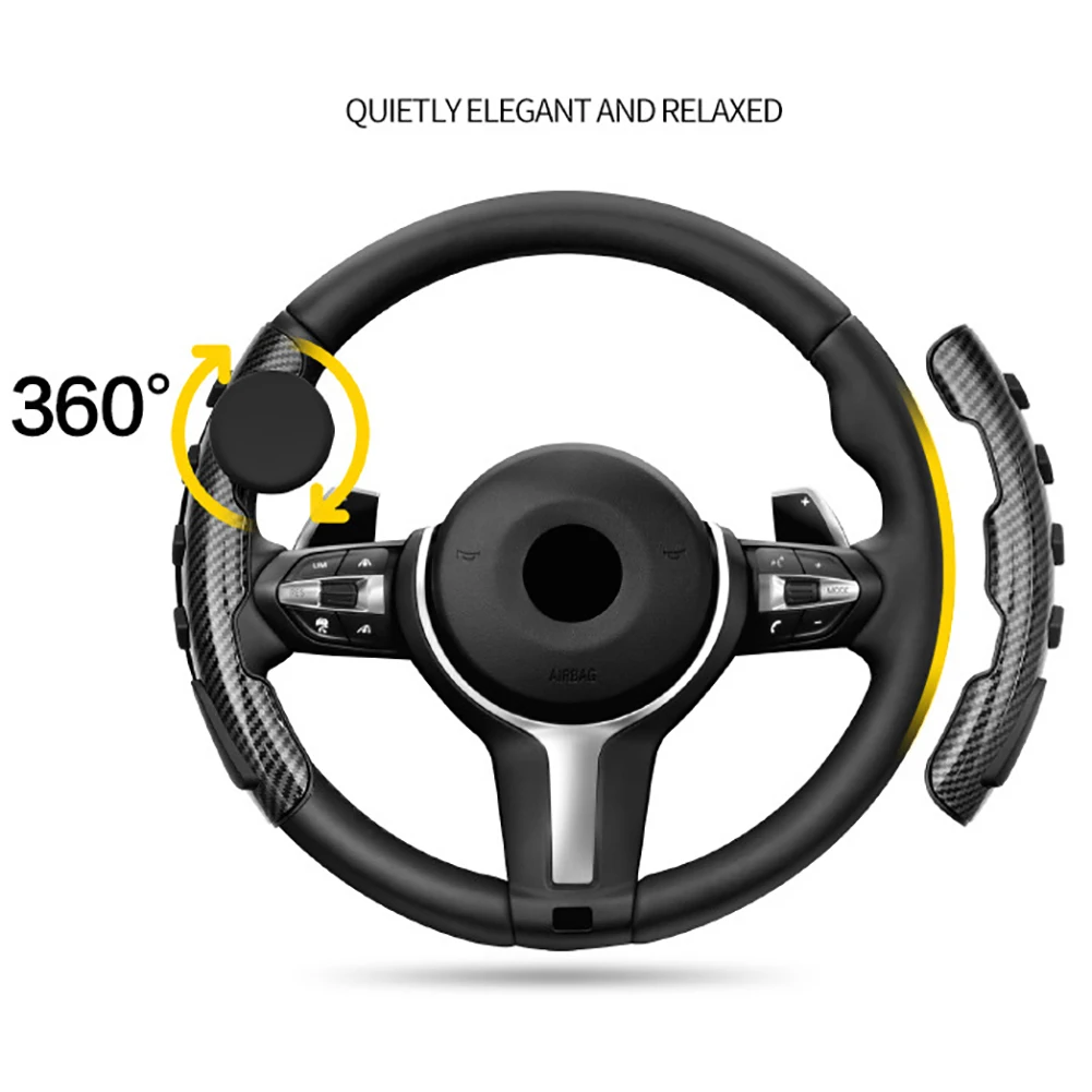 

2Pcs Car Universal Anti Slip Handle Knob Steering Wheel Cover With Spinner Protective Booster Steering Gear Aid