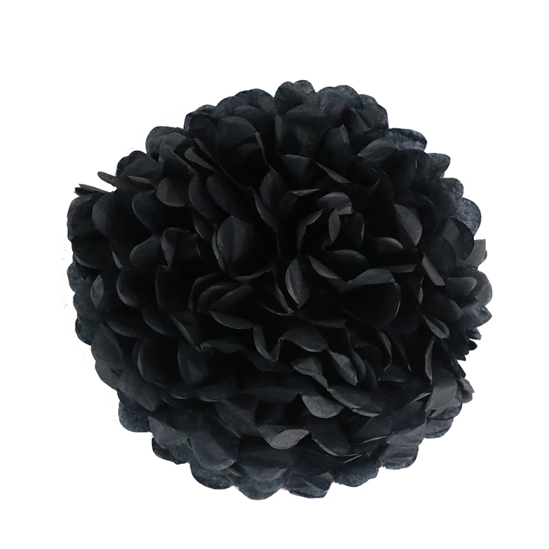 5 шт. 25 см бумажные помпоны Pom Poms свадебные с днем рождения шары для украшения вечерние ткани для дома Baby Shower фестиваль Декор - Цвет: black