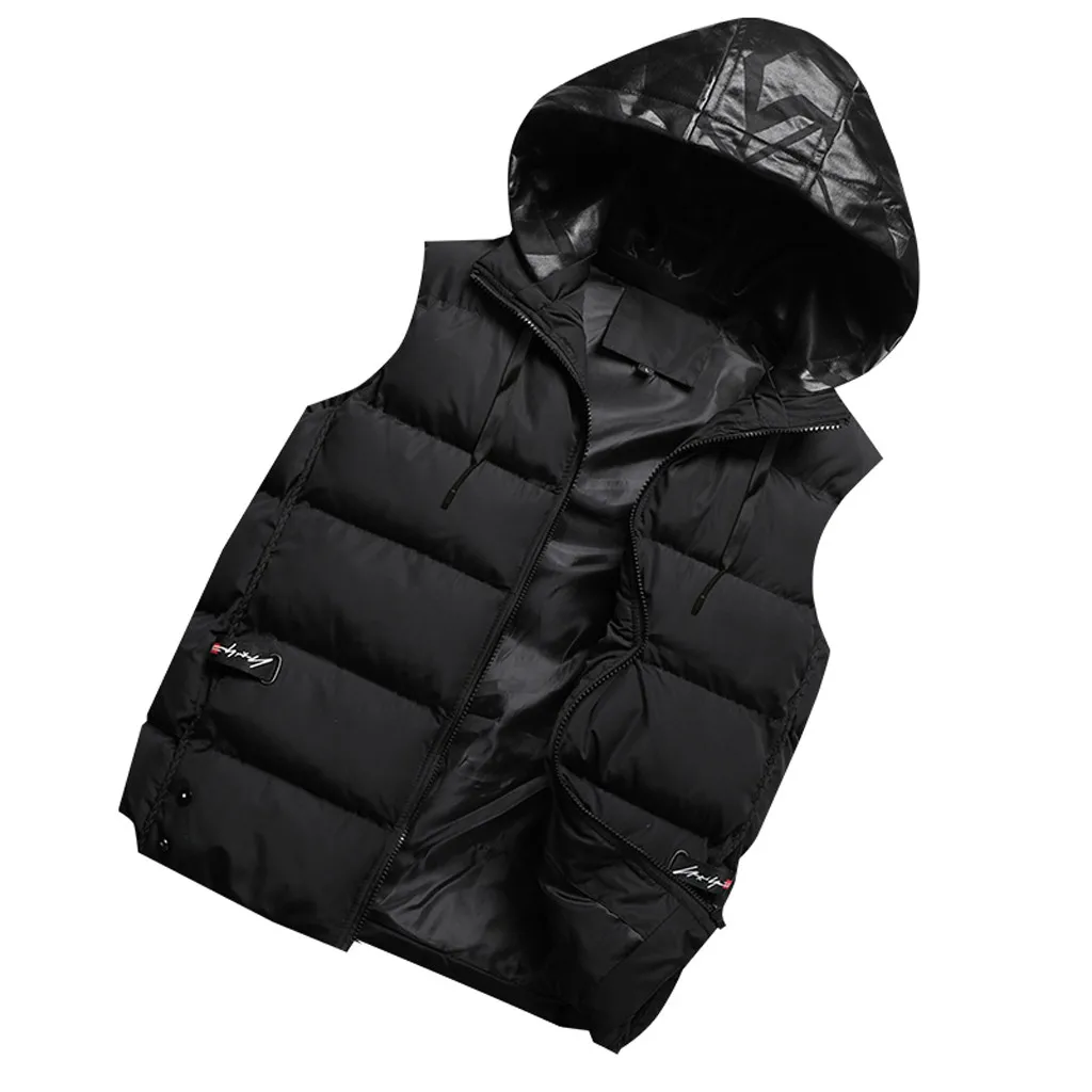 Chamsgend мужской жилет без рукавов с капюшоном съемный теплый пуховик хлопковое пальто повседневный зимний Повседневный жилет Chaleco De Retazos