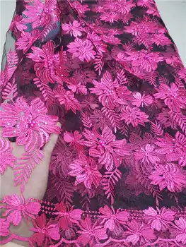 

Wholesales lace fabric latest African French net Lace fabric with stones and beadsFor wedding Long Dresses Lavender Color