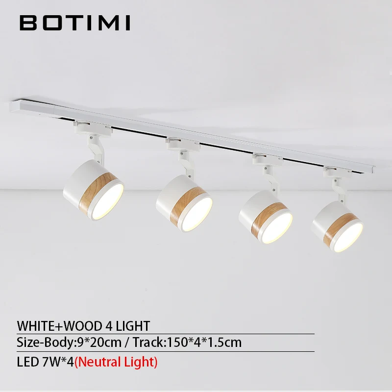 4 Light-Wood WH-NL BOTIMI 220V светодиодный потолочный светильник с дорожкой для гостиной, черный Регулируемый офисный потолочный светильник - Цвет корпуса: 4 Light-Wood WH-NL