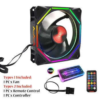 

12cm Chassis RGB Adjust Accessories Computer Case Fan Universal Controller Low Noise Hydraulic Bearing Remote Control LED Lamp