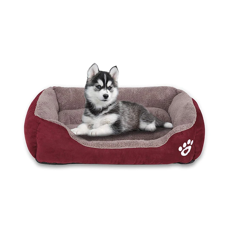 buy 1pc S L Wine red Paw Pet Sofa Dog Beds House Dropshipping Waterproof Bottom Soft Fleece Warm Cat Bed