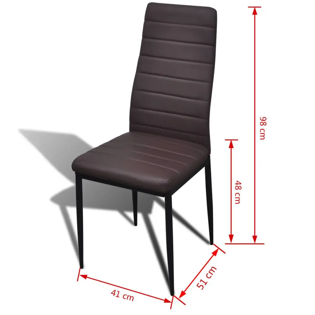 

2 brown modern dining chairs model "Slim Line" Office Chair Reception Meeting Stainless Steel Computer Chair Leather Art Chair