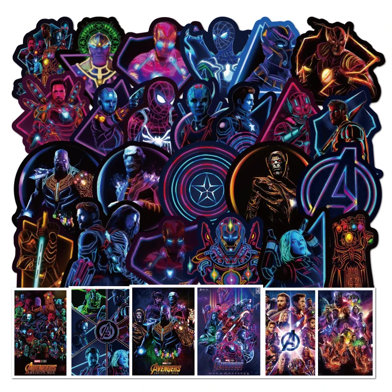 100pcs Luminous Marvel The Avengers Superhero Stickers Laptop Water Cup Luggage Guitar Waterproof Graffiti Sticker Toys | Игрушки и