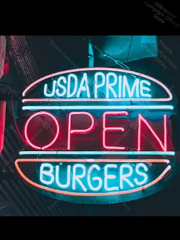 

Neon Sign for Prime Burgers Open NEON Bulb Sign emotion Lamps Decorate Home Neon Bulbs Decorative Polis Signage Shop Neon Light