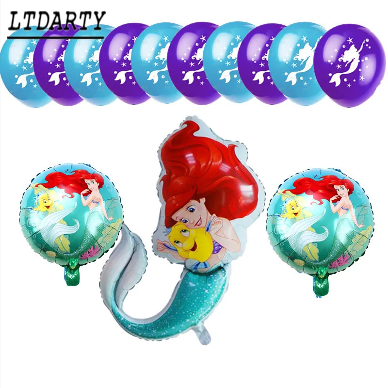 13 шт., новинка, фольгированные воздушные шары русалки, латексные большие воздушные шары русалки для девочек, подарок на день рождения, гелиевый воздух, воздушные шары принцессы из мультфильма