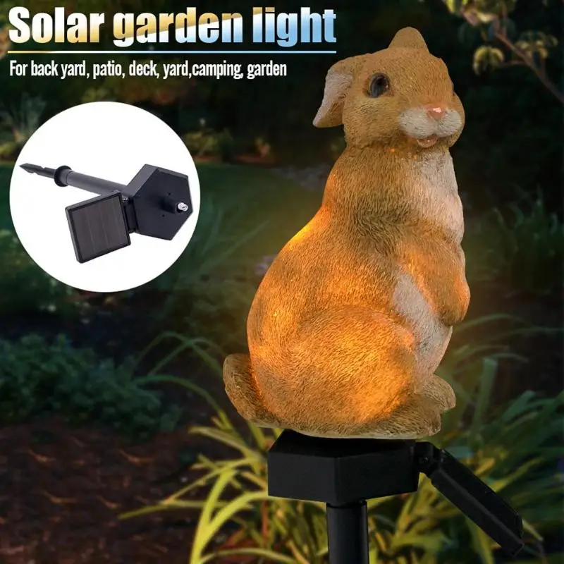 Solar Powered LED Lawn Lights Squirrel Shape Outdoor Landscape Statue Night Lamp 
