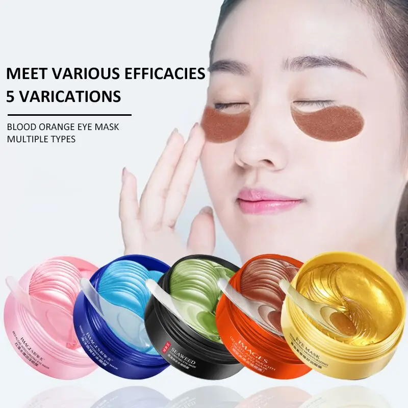 

60pcs/Gold Crystal Collagen Eye Mask Moisturizing Under Eye Mask For Dark Circles Avocado Seaweed Gel Eye Patches