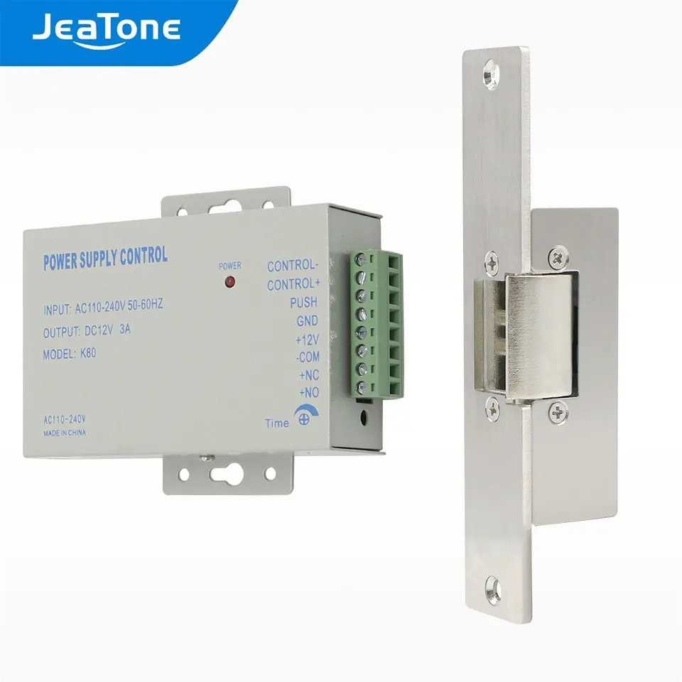 Jeatone Electric Lock Narrow Type Door with Power Supply Control for different NC Mode Fail Safe Access | Безопасность и защита