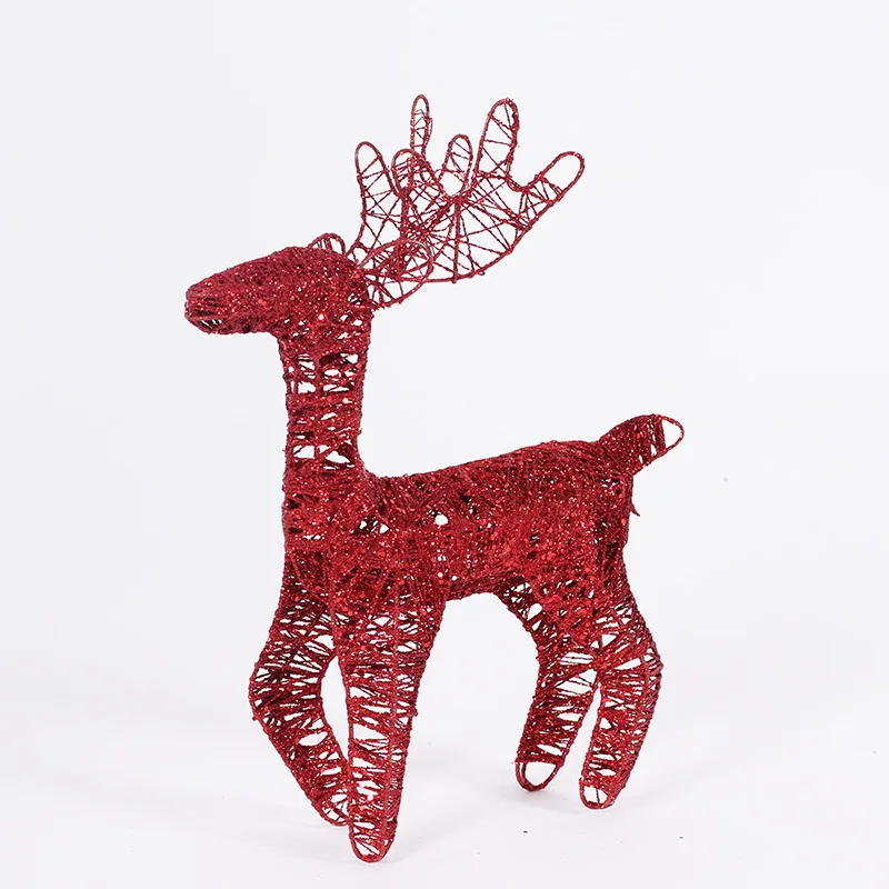 Reindeer Ornament Wrought Iron Deer Pulll Car Decor for Christmas Party Festival Decoration Led Light Window Scene Decorations