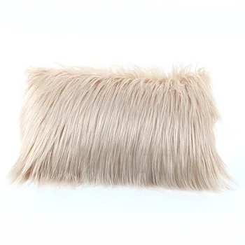 

Plush Pillow Case 30cmx50cm Rectangle Fluffy Thick Pillowcase Home Sofa Concealed Zipper Pillow Cover