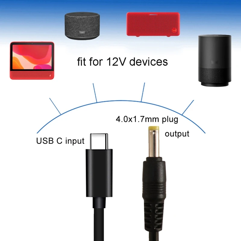 JORINDO PD Tricks 12V Fast Charge Charging Cable TypeC to 4.0*1.7 3.5*1.35 5.5*2.5 DC male plug For Router Tablet Tmall wizard