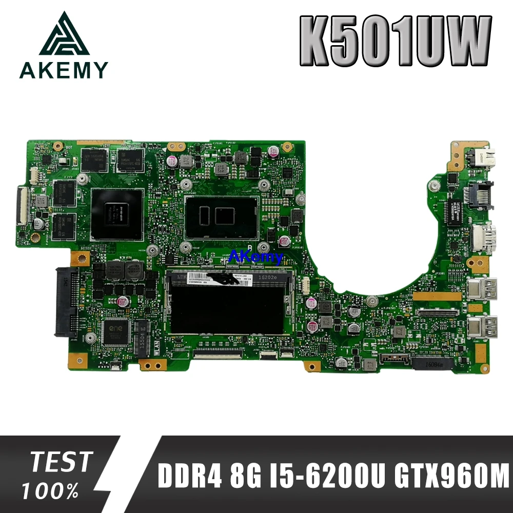  K501UW Laptop motherboard for ASUS K501UXM K501UQ K501U original mainboard DDR4 8G-RAM I5-6200U GTX