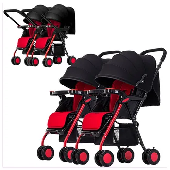 

Twins Baby Stroller Double Carts Multiple Stroller Lightweight Four Wheels Stroller Baby Pram Pushchair Can Sit Lie Split Two