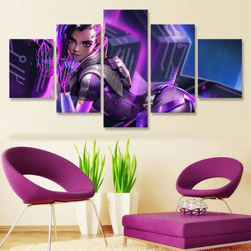 Overwatch Shadow Wall Art 5 Panels Canvas Print for Poster Picture Living Room Home Decoration | Дом и сад