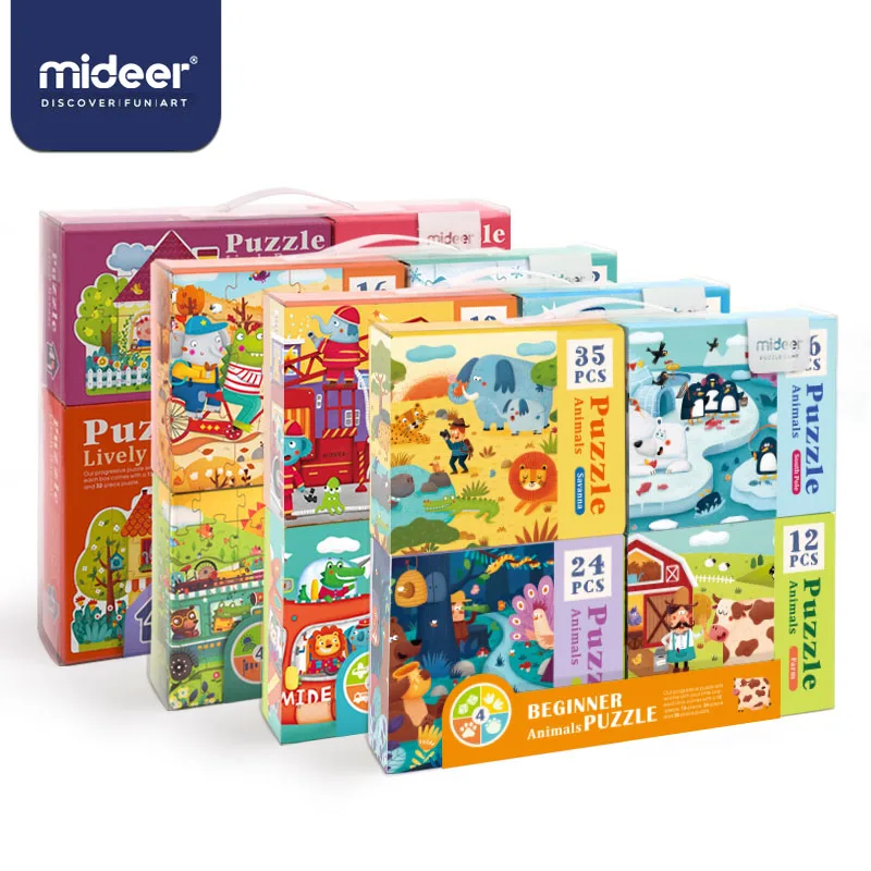 Quebra-cabeças para Crianças Brinquedos de Papel Conto de Fadas Cidade dos Desenhos Educativos para Crianças Mideer Quebra-cabeça Animados Animais Brinquedos 16 – 32pcs