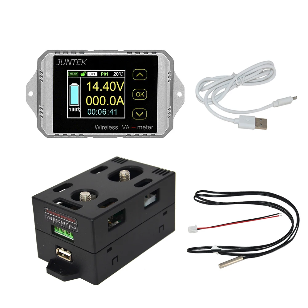 DC 120V 200A LCD Combo Meter Wireless Voltage Current KWh Watt 12V 24V 48V Battery Capacity Power Monitoring + Shunt | Инструменты