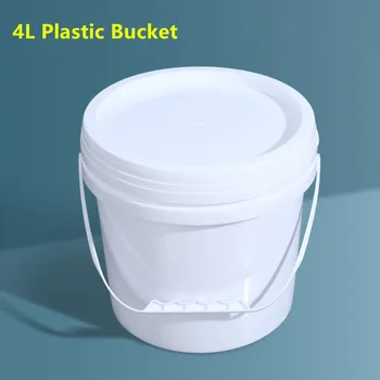 

Empty 4L Rould Plastic Bcuket with Handle BPA Free PP Material Storge Container for Water Honey 10PCS/lot