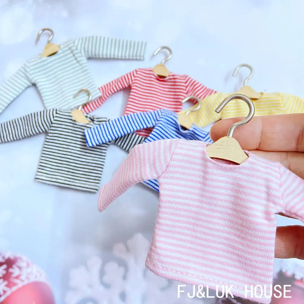 Doll clothes accessories Blyth clothes Cotton T-shirt Stripe Long Sleeve Shirt for Pullip Blyth 1/6 Dolls Accessories
