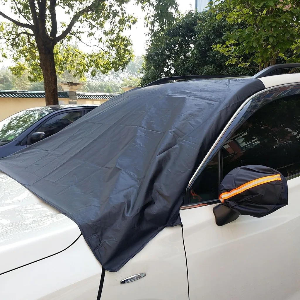 Ветровое стекло снежное покрытие лобовое стекло автомобиля Ветровое стекло зимнее покрытие 85X50 дюймов с боковым зеркалом Чехлы и Крючки# P45
