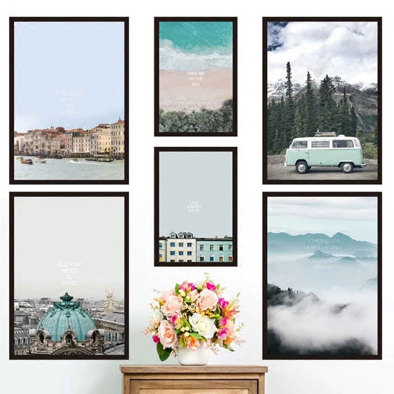 

Artistic Classic Wall Sticker Decal Decorative Vinyl Mural Frame Nordic Landscape Wall Pictures for Living Room 52x90cm