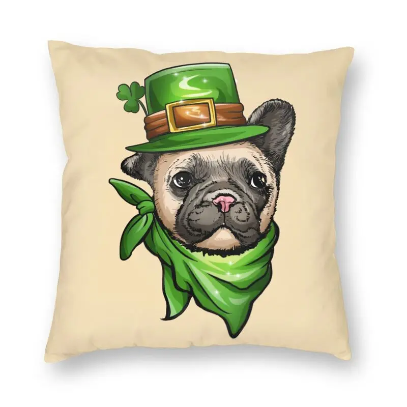 

Nordic Style French Bulldog Cushion Cover 40x40 Polyester ST Patrick Day Throw Pillow Case For Sofa Square Pillowcase Home Decor
