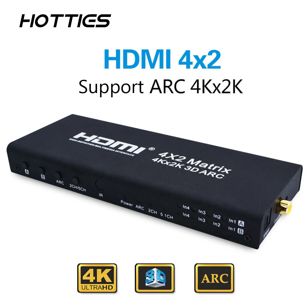 

4x2 HDMI Matrix HDMI Switch Switcher HDMI Splitter Support ARC 4Kx2K Splitter Hub Box For PS3 For Xbox 360 EU Plug Type