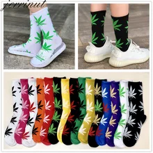 Jerrinut/милые хлопковые носки унисекс с принтом кленовых листьев; повседневные Модные забавные мягкие носки из конопли в стиле Харадзюку; сезон осень-зима; 1 пара