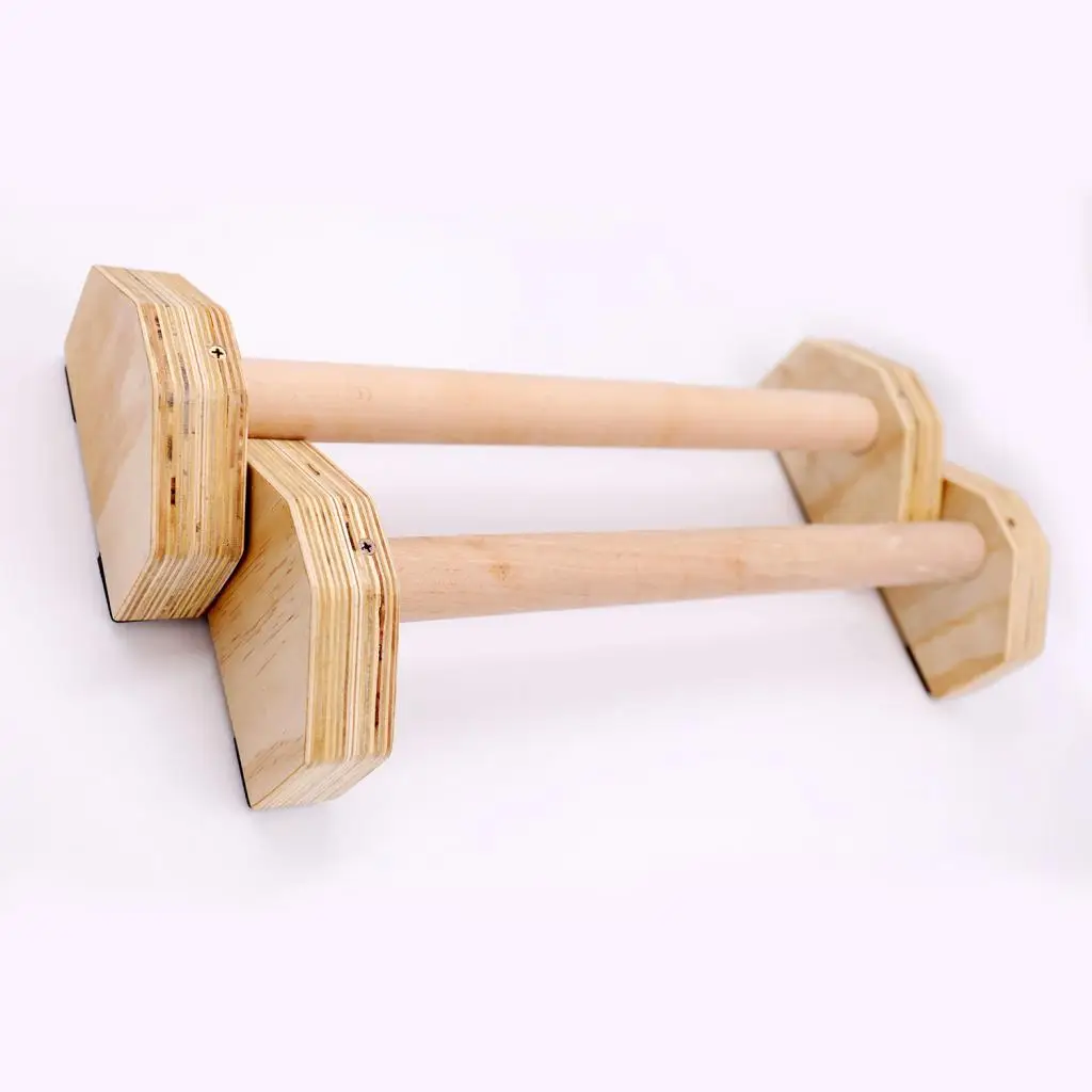 Wooden Dip Bar Station Parallette Bars Balance Arm Shoulder Muscles Fitness Equipment for Home Gym Training Upper Body Exercise