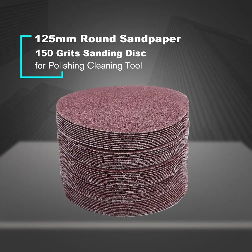 40PCS 5 inch 125mm Sanding Disc Round Sandpaper Polishing Disk Sand Sheets 60-180 Grit for Polishing Cleaning Tool