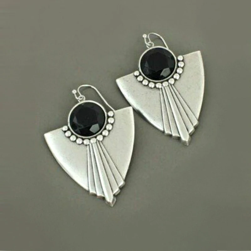 

Vintage Black Crystal Drop Earrings For Women Personality Dangle Earring Wedding Geometric Retro Jewelry Gift Drop Shipping