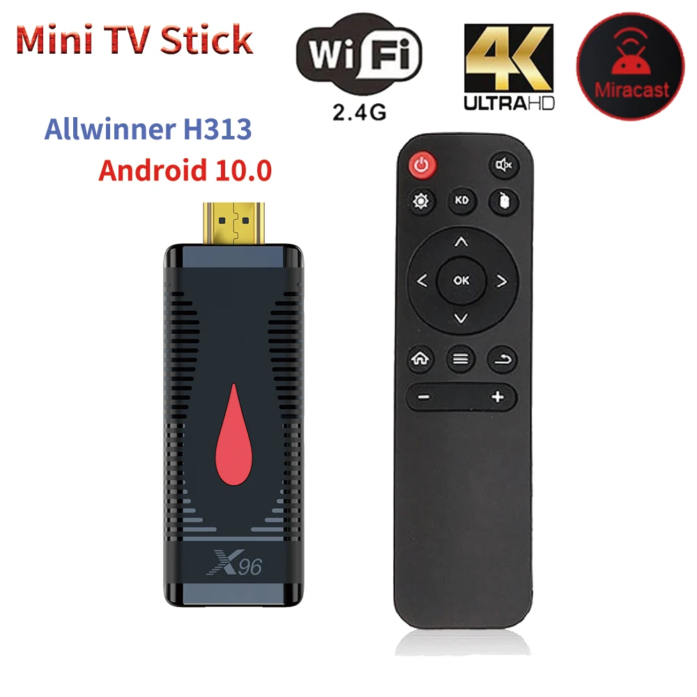 Smart Android 10 TV Stick X96 S400 Allwinner H313 Quad Core 2GB 16GB TV Box 4K 60fps 2.4G Wifi Google Media Player TV Dongle