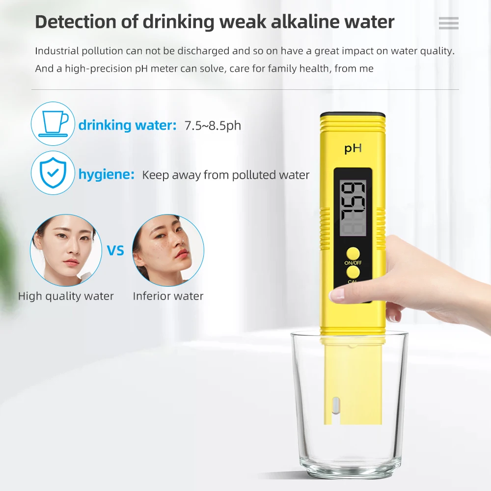 0.01 Digital PH Meter Tester for Water Quality, Food, Aquarium, Pool Hydroponics Pocket Size PH Tester Large LCD Display