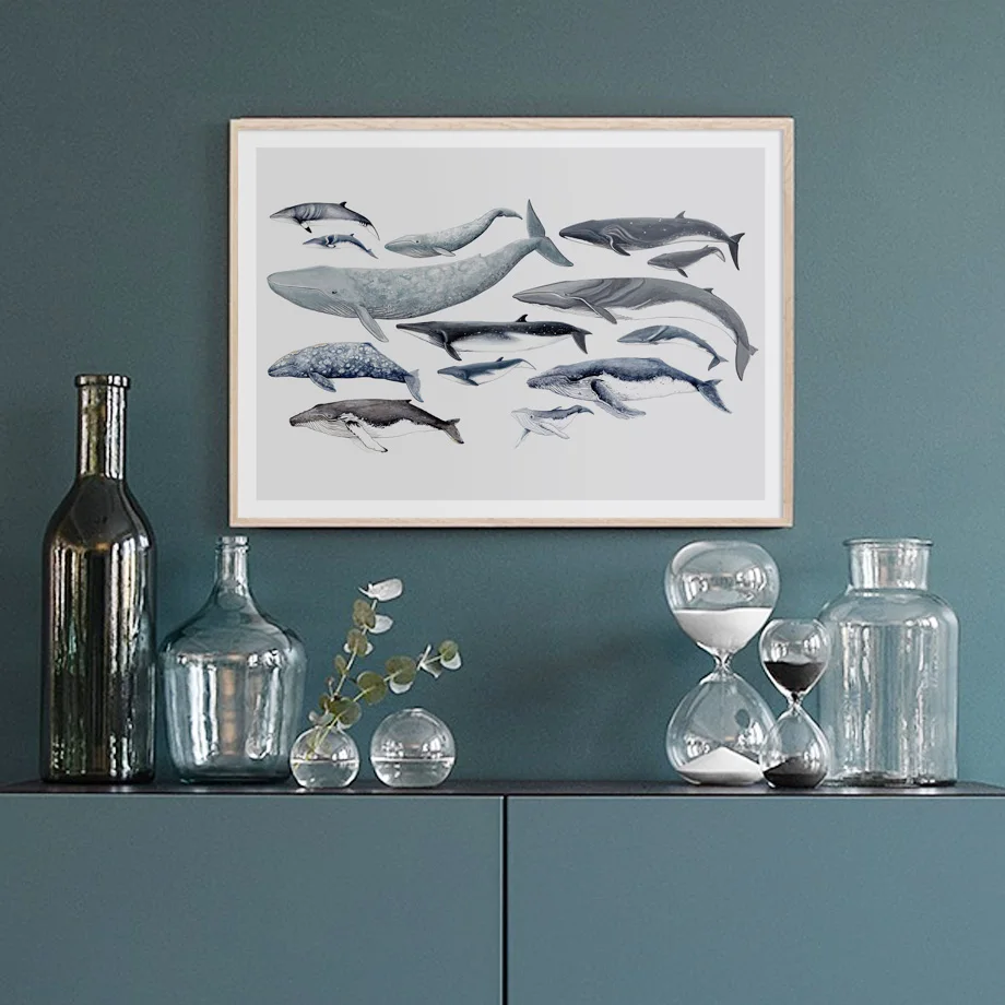 Whale-Dolphin-Marine-Life-Animals-Art-Prints-Wall-Art-Canvas-Painting-Nordic-Posters-And-Prints-Wall (3)